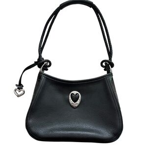 NWT Brighton Vintage Pebbled Black Leather Purse Braided Strap 1990s New in Box